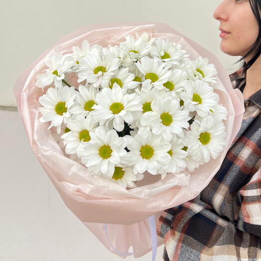 Нежная ромашка 🌷 воздушный моно букет из кустовой хризантемы ромашка