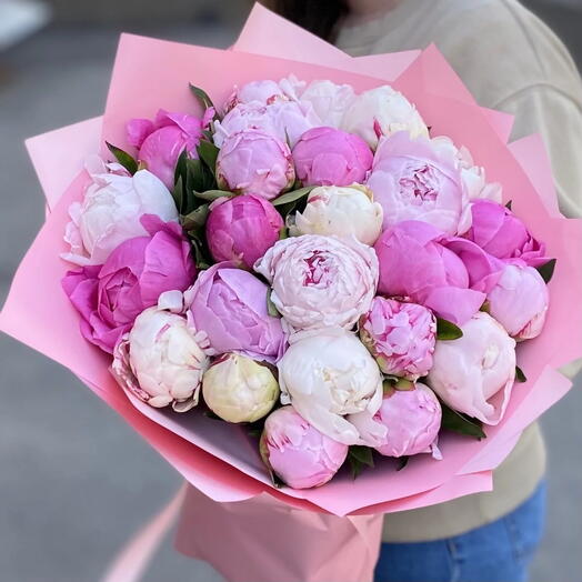 25 пионов микс в упаковке🌸