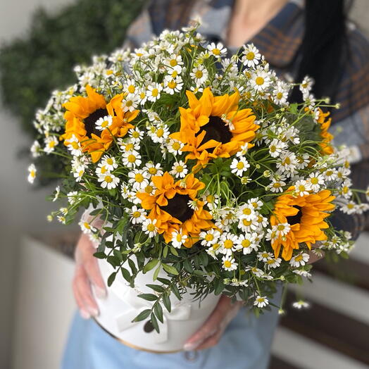 Sunflowers in a box
