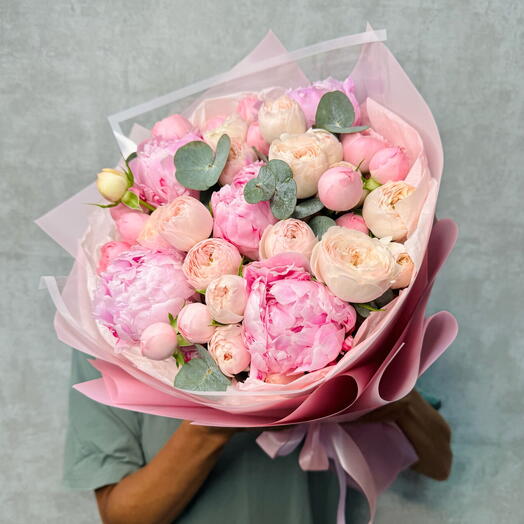 Букет розовый из пионов и пионовидных роз 💕♥️ на День рождение для девушки ♥️цвет розовый 💖