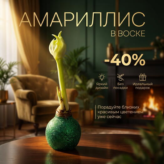 Луковица Амариллиса в воске «Изумрудное сияние»