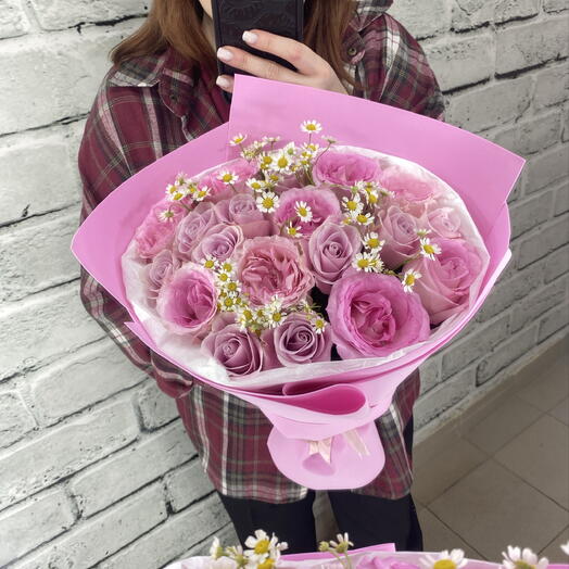 Букет из нежно розовых роз
