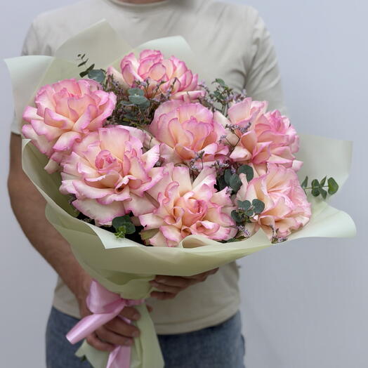 Букет Французских Роз с Эвкалиптом🌷