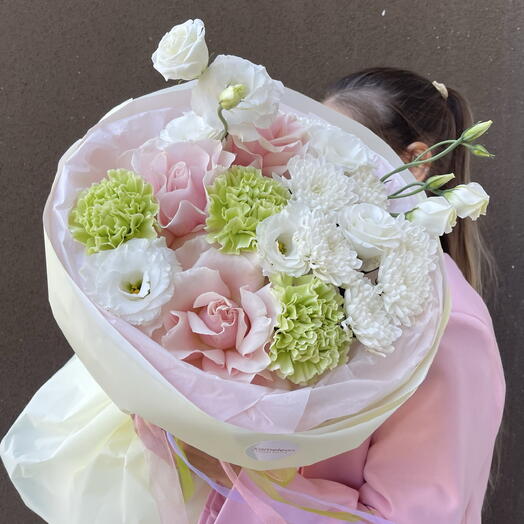 Букет с французской розой Свежесть🍀🌸🍀