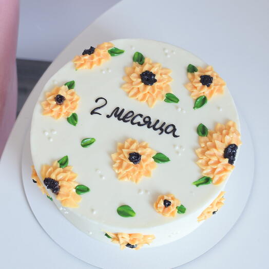 Торт 1 кг с подсолнухами