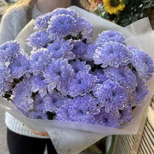 Букет из 5 кустовых хризантем 💜