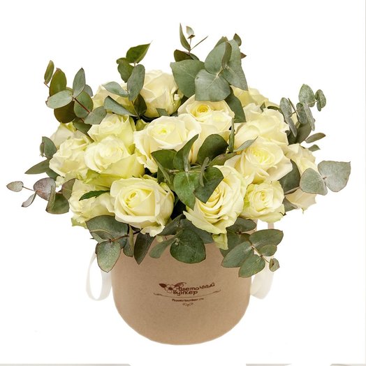 25 rosas Blancas en una Caja de sombreros sonata lunar