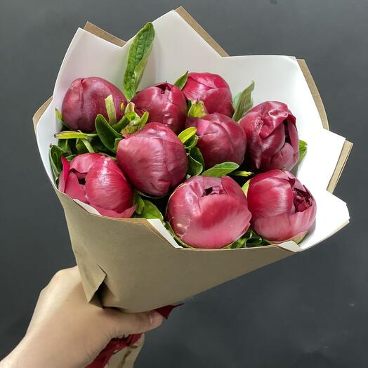 Bouquet of 9 Peonies