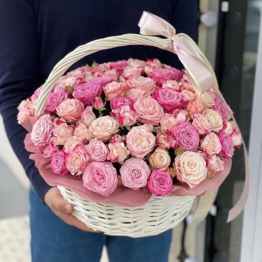 Basket with flowers bush