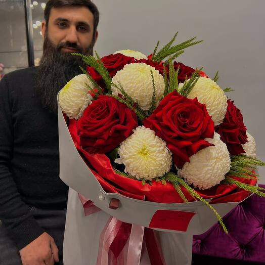 Хризантема с французской розой