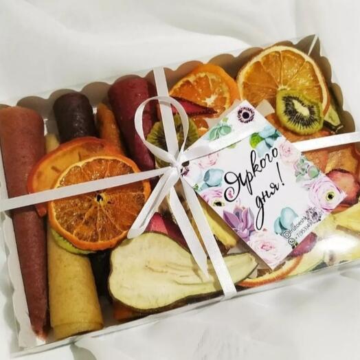 Conjunto de chips de frutas y pastas Caja blanca