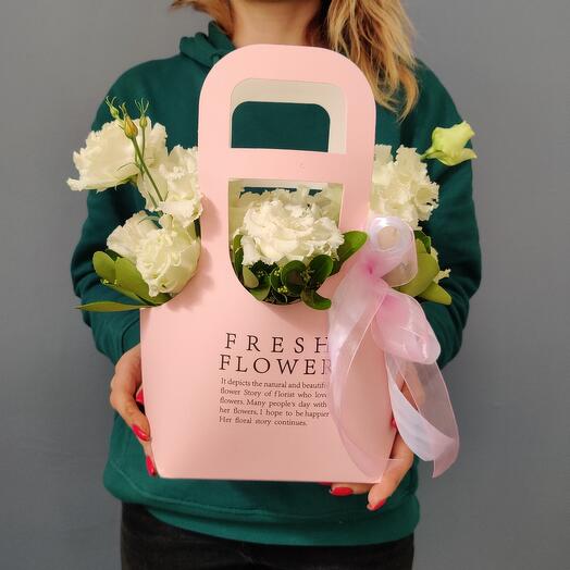 White eustoma in a box