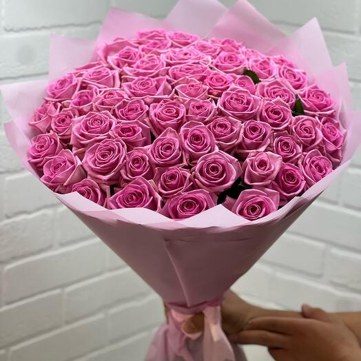 Букет из 51 розы розовые