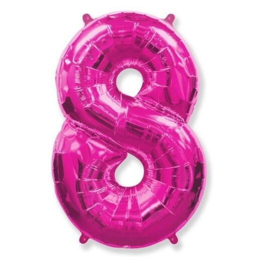 Шар-цифра "8" гелиевый, цвет фуксия
