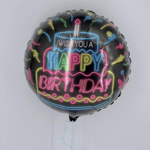 Черный воздушный шар happy birthday