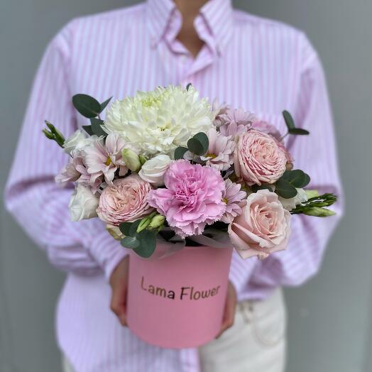 Flowers in a Strawberry Ice Cream hatbox