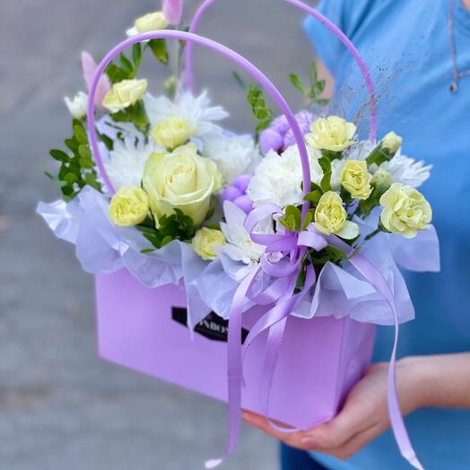 Flores en Caja en tonos morados