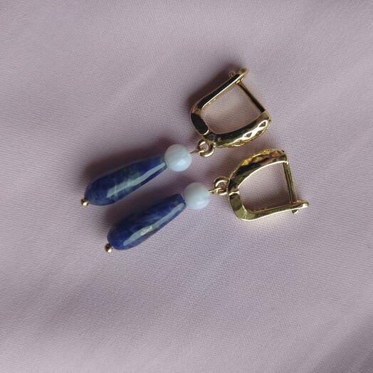 Серьги из содалита и голубого агата