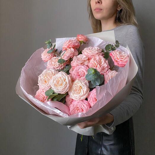 Bouquet with garden shrub roses