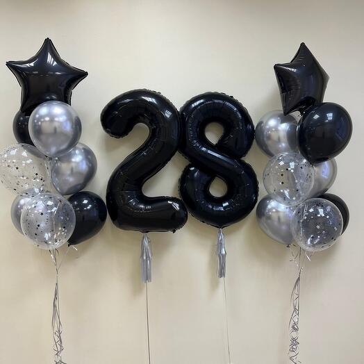 Juego de globos de helio 588-con números 28 ( diseño aerodinámico )