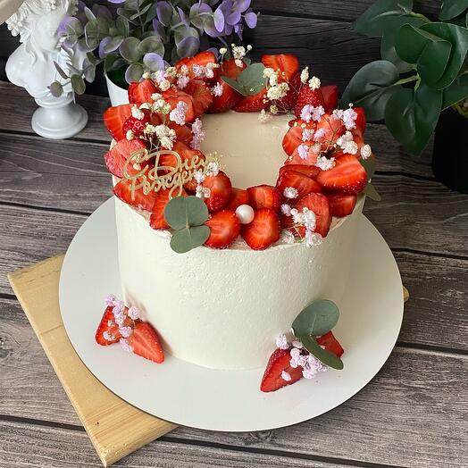 Pastel de fresa y plátano