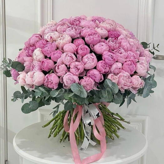 100 Pink Peonies Bouquet