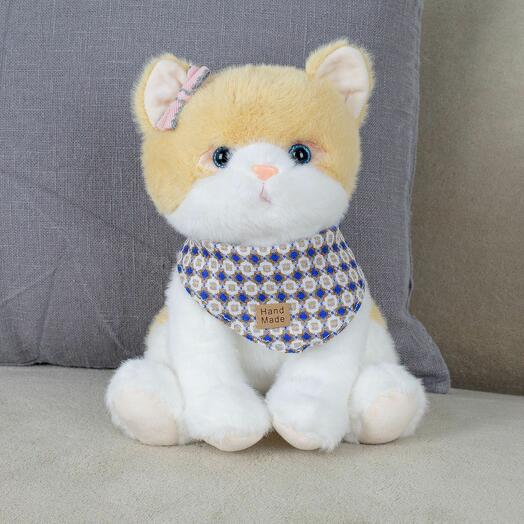 Мягкая игрушка Кот Оливия для девочек и мальчиков / Плюшевая Кошка для детей KiDWoW желтый 23см