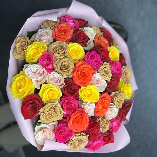 51 роза Эквадор микс