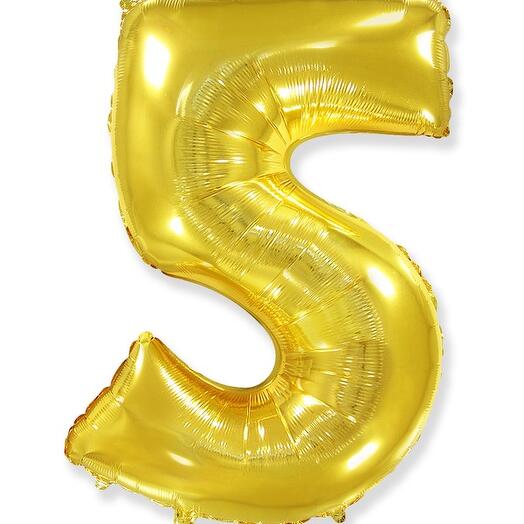 Шарик цифра 5 с гелием 1 метр