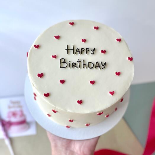 Торт 750-850г «happy birthday» с сердечками