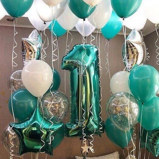 Шары на годик мальчику Изумруд