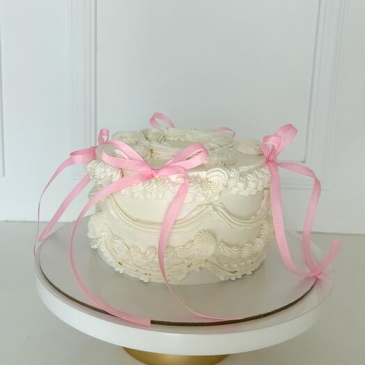 Lambeth cake with ruffles and pink bows birthday gift