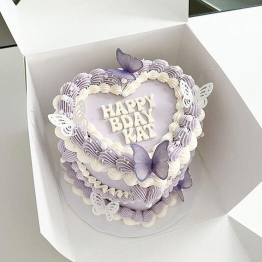 Light Purple with purple butterfly vintage cake