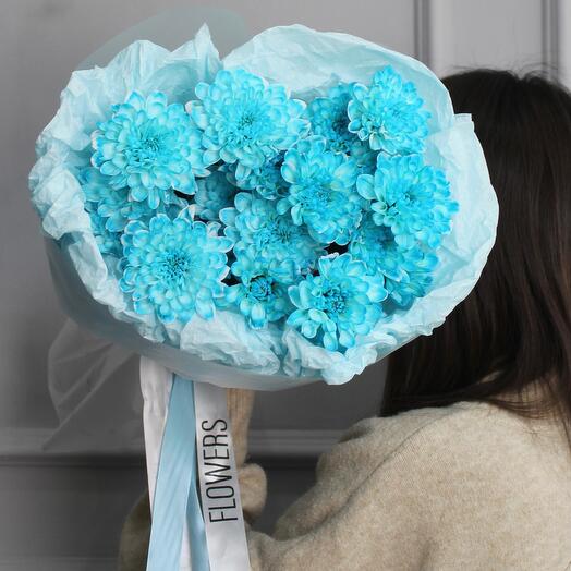 Букет «Яркая хризантемка Light blue» S