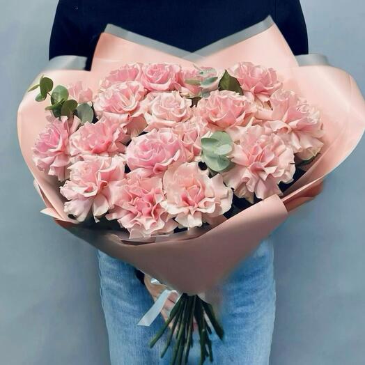 Большой букет французских роз 15 штук