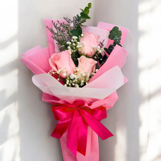 3 PCS PINK ROSE BOUQUET