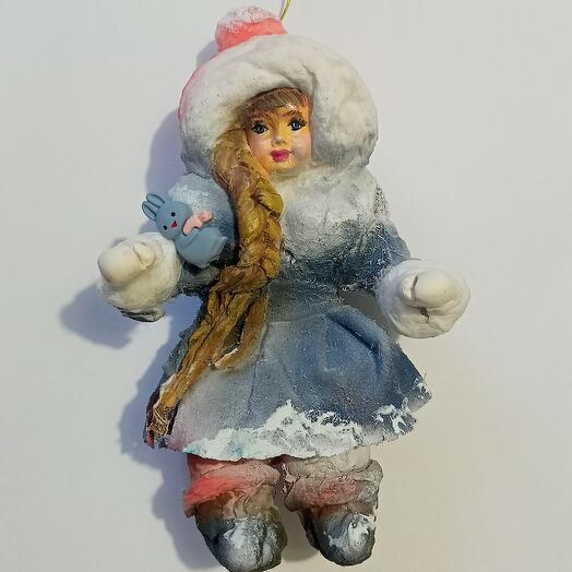 Новогодняя игрушка из ваты на елку