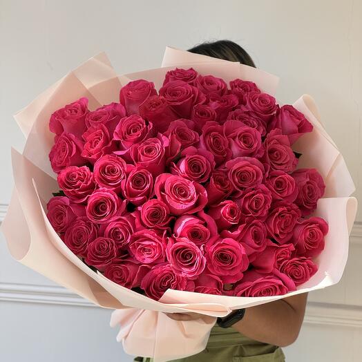 51 малиновая роза 60 сантиметров
