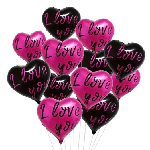 Black and pink heart set