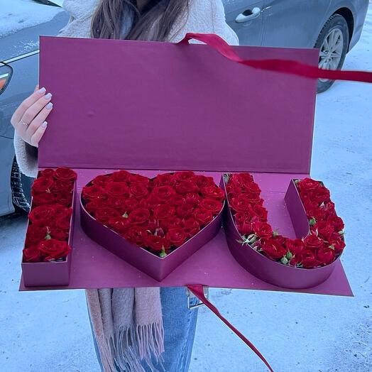Цветы в коробке I♥️U