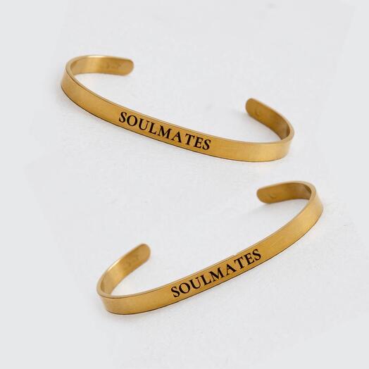 Парные браслеты Soulmates из стали золото+золото