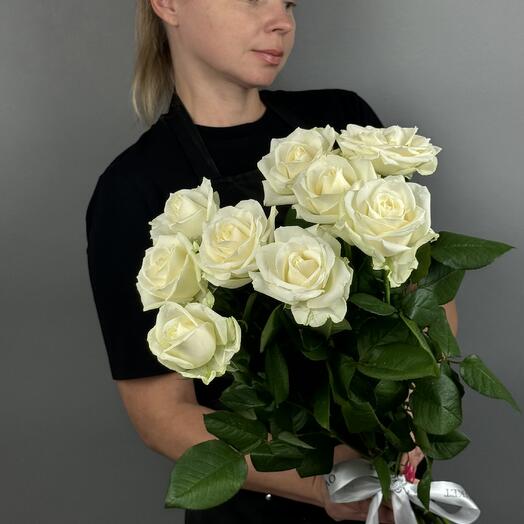 Букет с белой розой 9 шт