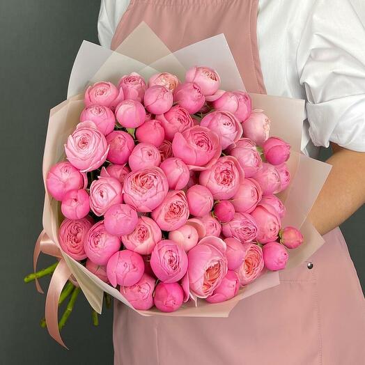 Bouquet of rose bush peony-shaped Roses Silva Pink (15 pcs)