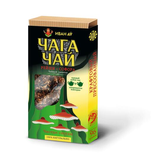 Чага чай с грибом Рейши, плитка