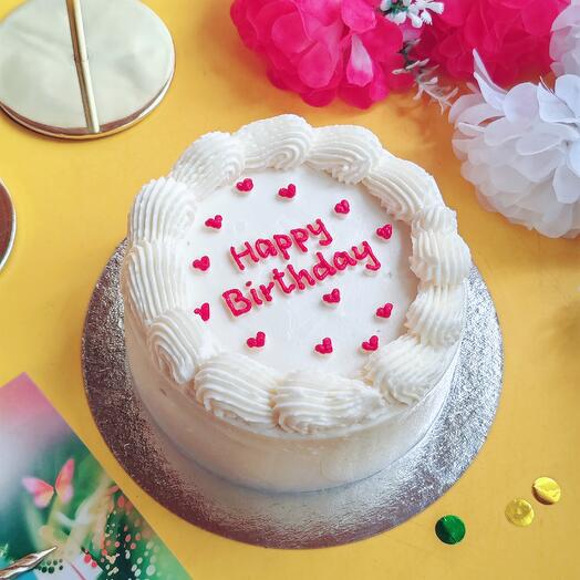 Бенто торт Happy birthday с рюшами и сердечками