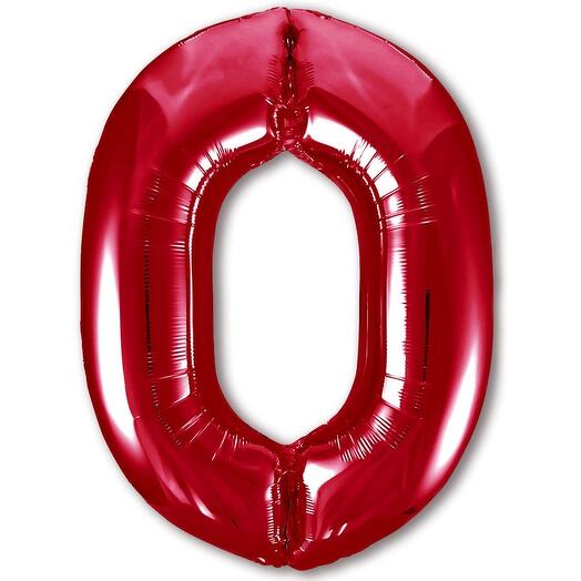 Цифра 0 фольгированая «красная» (102см)