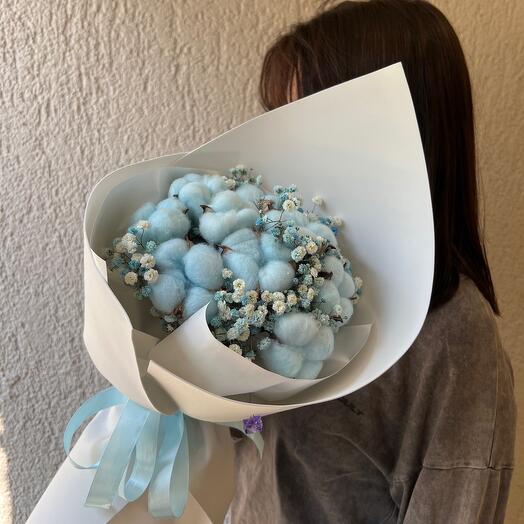 Algodón azul en una decoración elegante