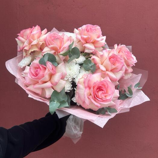 Большой букет с французскими розами