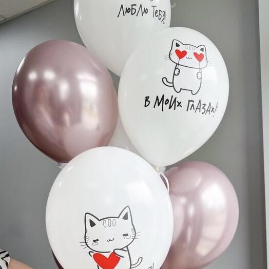 Сет из 6 Шаров с котиком «Люблю тебя»
