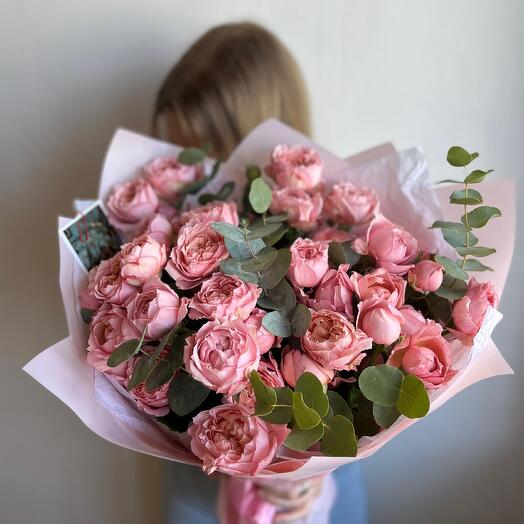Букет из пионовидных кустовых роз, 9шт, Джумилия, арт 51 Flower Perfect